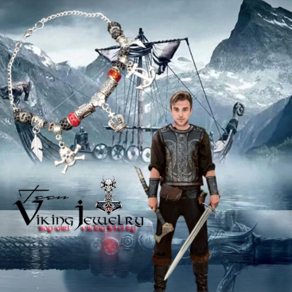 H2H JEWELRY Teen Viking King Figaro Chain with Rune Amulet Initials Letter Charm